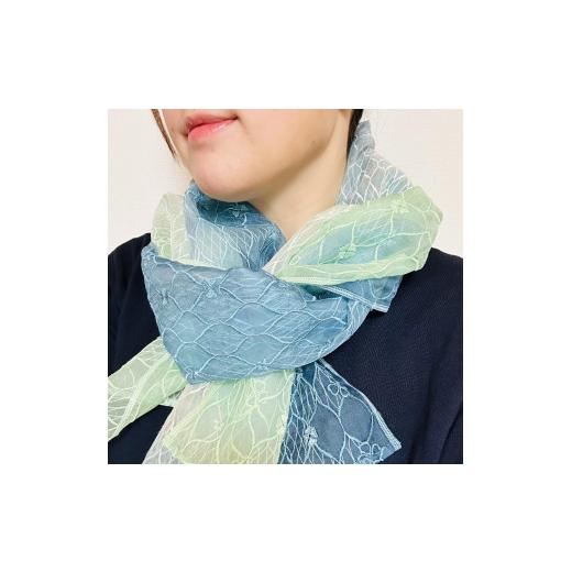 ふるさと納税 小物 ストール・マフラー 京都府 京都市  京都花こまち 京都伝統技法「京絞り」オーガンジーシルクスカーフ「虹雲」の画像
