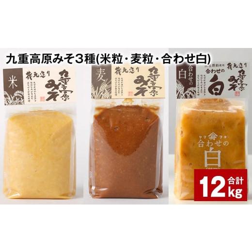 ふるさと納税 味噌 米味噌 大分県 九重町 九重高原みそ 3種 (米粒・麦粒・合わせ白) 各4kgx3種 計12kg 味噌 みそ 調味料
