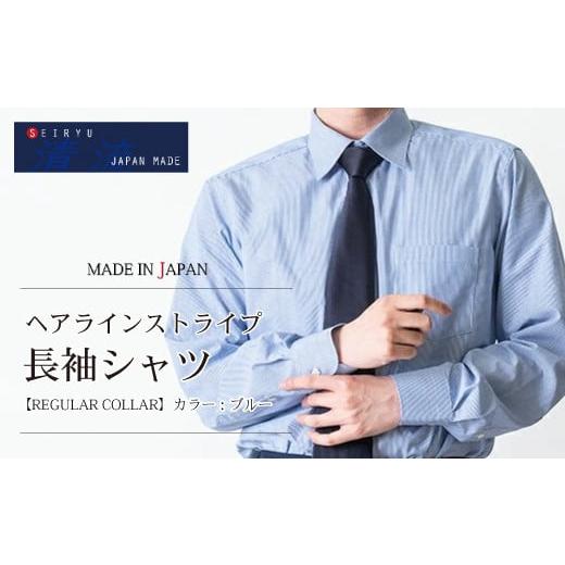 ふるさと納税 服 男 高知県 四万十市 24-995-L.「清流 SHIMANTO JAPAN」ヘアラインストライプシャツ(長袖)日本製 カラー:ブルー/サイズ:L 2022-SS26 ブ…
