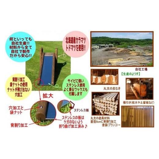 ふるさと納税 木工品・竹工品 北海道 標茶町 不二木材　木製ログ滑り台ログライダー 配送不可：沖縄・離島 天然木 すべり台 DIY お庭 標茶町 北海道_5