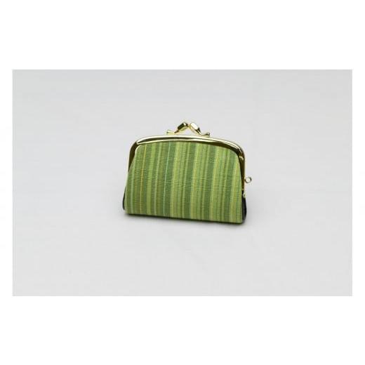 ふるさと納税 織物・繊維品 栃木県 大田原市 真岡木綿「くし形小銭入れ」(緑系)| 栃木県 伝統工芸品 織物 財布 小銭入れ 手作り 贈答 贈り物 ギフト 小物 緑…