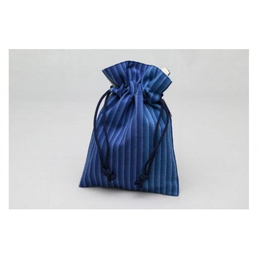 ふるさと納税 織物・繊維品 栃木県 大田原市 真岡木綿「巾着袋 小」(青系)| 栃木県 伝統工芸品 織物 袋 手作り 贈答 贈り物 ギフト 小物 雑貨 青系