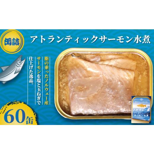 ふるさと納税 缶詰・瓶詰 魚貝類 千葉県 銚子市 サーモン水煮 缶詰 60缶 アトランティックサーモン 魚 シャケ サケ 鮭 サーモン 水煮 魚缶詰 備蓄品 保存食 簡…_1