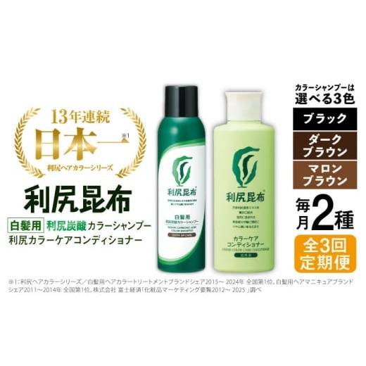 ふるさと納税 美容 福岡県 糸島市 ダークブラウン 全3回定期便 色が選べる 2本セット [白髪用]利尻炭酸カラーシャンプー+利尻カラーケアコンディショナー …