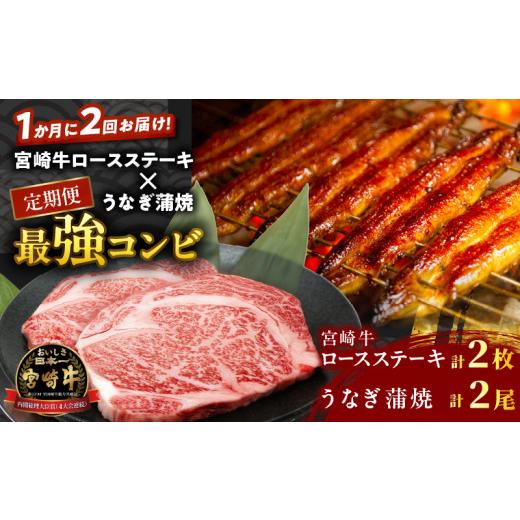 ふるさと納税 うなぎ 宮崎県 都農町 定期便 ＼1か月に2回お届け /宮崎牛ロースステーキ×うなぎ蒲焼 最強コンビ 肉 牛肉 鰻 魚介 国産