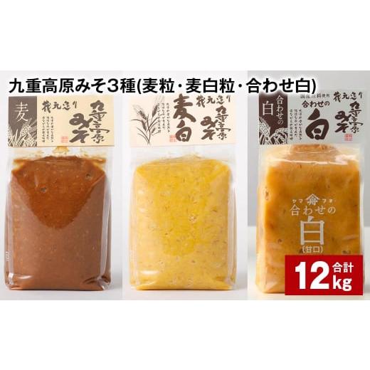 ふるさと納税 味噌 麦味噌 大分県 九重町 九重高原みそ 3種(麦粒・麦白粒・合わせ白) 各4kgx3種 計12kg 味噌 みそ 調味料