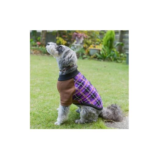 ふるさと納税 服 新潟県 五泉市 ドックウェア Wants ニットドックウェア タータンチェック ( パープル・SSサイズ ) | ドックウエア 犬服 犬 服 ペット服 プル…