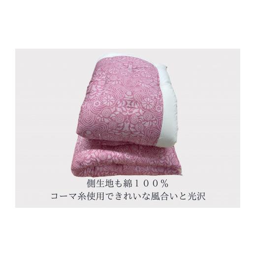 ふるさと納税 タオル・寝具 掛け布団 滋賀県 近江八幡市 極上純綿　もめん布団　掛敷セット　(菊水柄・ピンク) CW115W_2