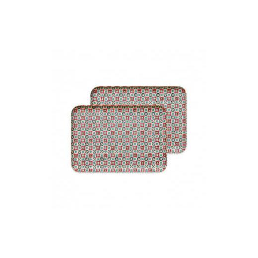 ふるさと納税 雑貨・日用品 和歌山県 印南町 タツクラフト 友禅和紙トレー M 33cm 2枚セット 花入り格子 Tk314 花入り格子