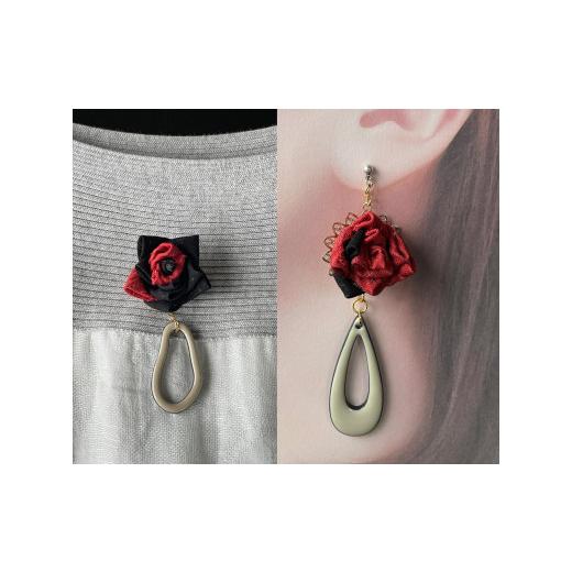 ふるさと納税 アクセサリー ネックレス 兵庫県 神戸市 ローズエレガンスセット イヤリング&ブローチセット イヤリング