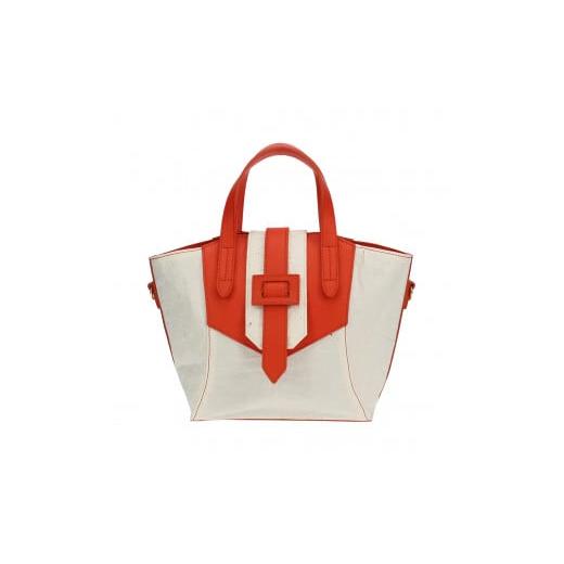 ふるさと納税 カバン 手提げ 岐阜県 大垣市 和然WASHIKA 和紙×牛革ベルトデザインBAG カラー:オレンジ オレンジ