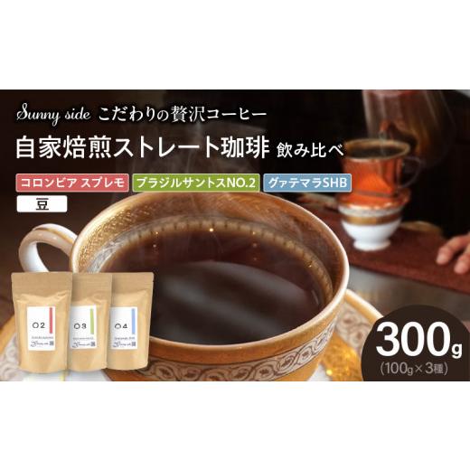 ふるさと納税 コーヒー コーヒー豆 愛知県 小牧市 こだわりの贅沢コーヒー 「Sunny side」の自家焙煎珈琲ストレート珈琲飲み比べセット(300g)(豆のまま) …