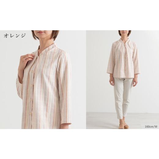 ふるさと納税 服 女 愛知県 蒲郡市 G0544 日本製 新織 三河木綿 ブラウス:配送情報備考 M/オレンジ M/オレンジ