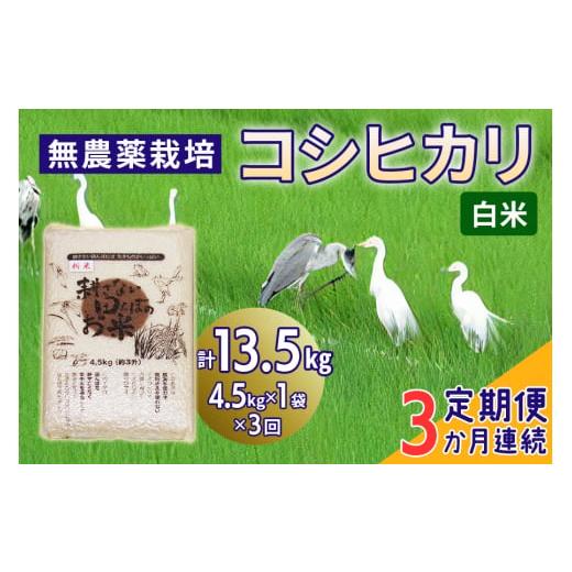 ふるさと納税 米 コシヒカリ 埼玉県 杉戸町 定期便/3ヶ月 無農薬栽培 コシヒカリ[白米]計13.5kg (4.5kg×3ヶ月連続)|おいしい お米 コメ こめ ご飯 ごは…