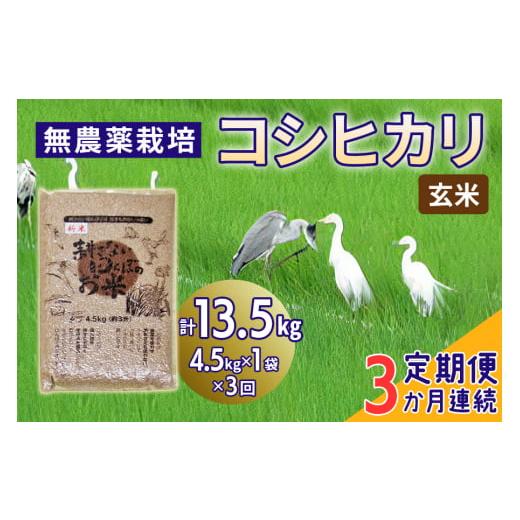 ふるさと納税 米 コシヒカリ 埼玉県 杉戸町 定期便/3ヶ月 無農薬栽培 コシヒカリ[玄米]計13.5kg (4.5kg×3ヶ月連続)|おいしい お米 コメ こめ ご飯 ごは…