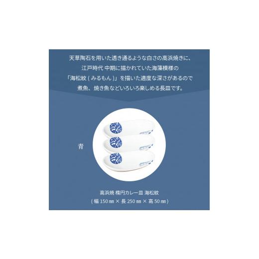 ふるさと納税 陶磁器・漆器・ガラス 熊本県 天草市 S026-069_天草 高浜焼 楕円カレー皿 3枚セット(青) 青の画像