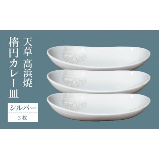 ふるさと納税 陶磁器・漆器・ガラス 熊本県 天草市 S026-159_天草 高浜焼 楕円カレー皿 3枚セット(シルバー) シルバーの画像