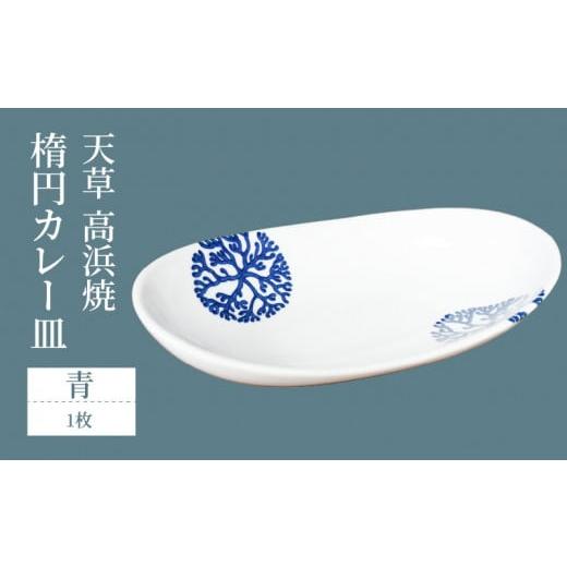 ふるさと納税 陶磁器・漆器・ガラス 熊本県 天草市 S026-059_天草 高浜焼 楕円カレー皿 1枚セット(青) 青