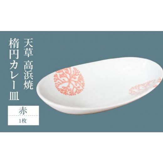 ふるさと納税 陶磁器・漆器・ガラス 熊本県 天草市 S026-060_天草 高浜焼 楕円カレー皿 1枚セット(赤) 赤