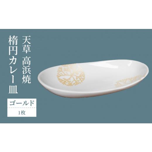 ふるさと納税 陶磁器・漆器・ガラス 熊本県 天草市 S026-063_天草 高浜焼 楕円カレー皿 1枚セット(ゴールド) ゴールド