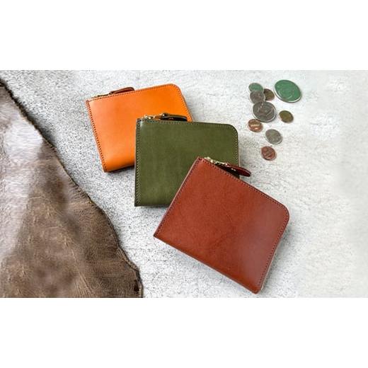 ふるさと納税 財布 岐阜県 美濃市   0430革財布 本革 L字ファスナー ミニ財布 栃木レザー レザー財布 美濃市 グリーン グリーン