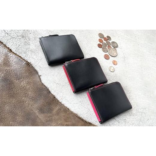 ふるさと納税 財布 岐阜県 美濃市   0431革財布 本革 L字ファスナー ミニ財布 イタリアンレザー ブラックビューティー 美濃市 ブラック&ロッソ(…