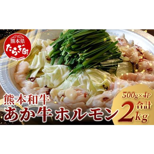 ふるさと納税 牛肉 ホルモン 熊本県 多良木町 通常発送 熊本県産 あか牛 ミックス ホルモン 2kg(500g×4パック) ホルモン 大容量 小分け冷凍 もつ鍋 焼肉 …