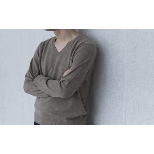 ふるさと納税 服 男 宮城県 加美町 Vネックプルオーバー 度詰(コルク)男性用サイズ:L(44) 白田のカシミヤ コルク L(44) サイズ