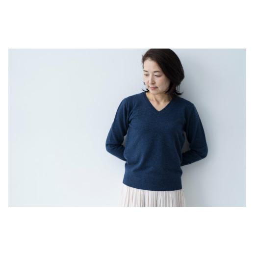 ふるさと納税 服 女 宮城県 加美町 Vネックプルオーバー 度詰(ブルー )女性用サイズ:LL(42) 白田のカシミヤ ブルー LL(42) サイズ