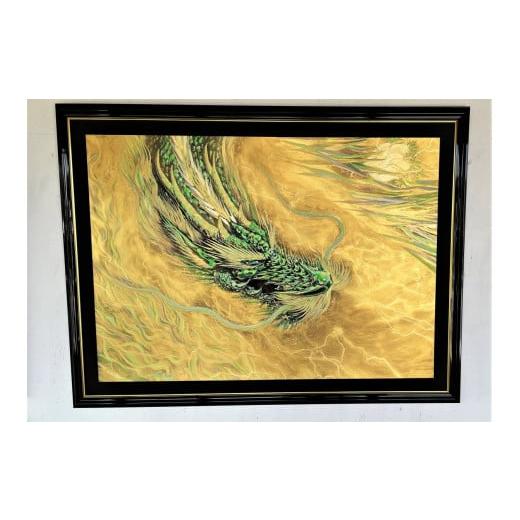 龍 の 水墨画 （ 額縁 入り） ドラゴン 和室 インテリア 美術品 楽天市場】豪華！本金押箔 「開運 黄金龍」 色紙額 高級額入り