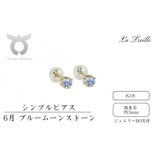 ふるさと納税 アクセサリー ピアス 山梨県 大月市 シンプルピアス K18 6月:ムーンストーン 6月:ムーンストーン