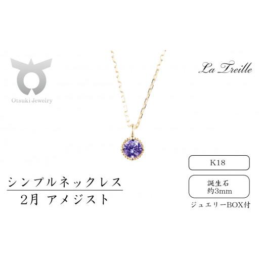 ふるさと納税 アクセサリー ネックレス 山梨県 大月市 シンプルネックレス K18 2月:アメジスト 2月:アメジスト