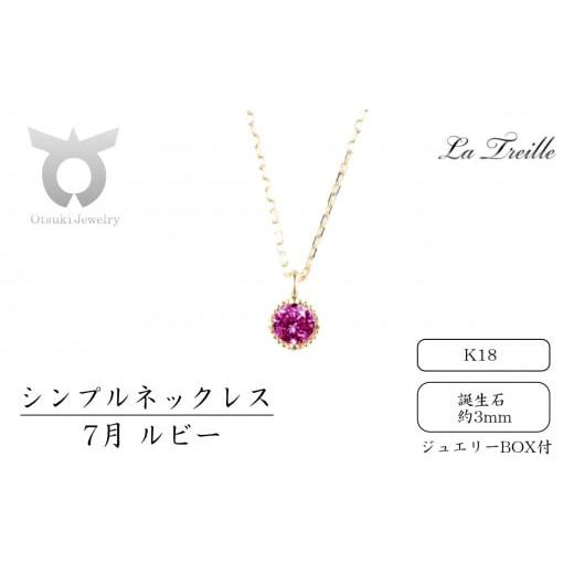 ふるさと納税 アクセサリー ネックレス 山梨県 大月市 シンプルネックレス K18 7月:ルビー 7月:ルビー