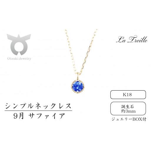 ふるさと納税 アクセサリー ネックレス 山梨県 大月市 シンプルネックレス K18 9月:サファイア 9月:サフィア