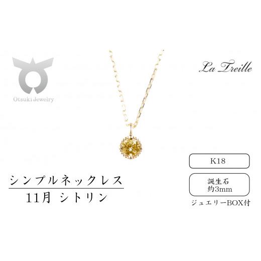 ふるさと納税 アクセサリー ネックレス 山梨県 大月市 シンプルネックレス K18 11月:シトリン 11月:シトリン