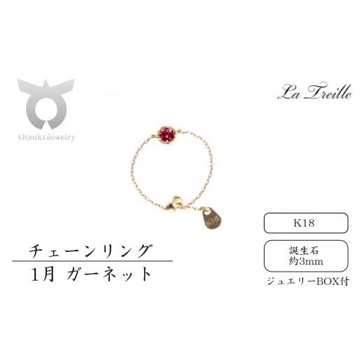 ふるさと納税 アクセサリー リング 山梨県 大月市 チェーンリング K18 1月:ガーネット 1月:ガーネット