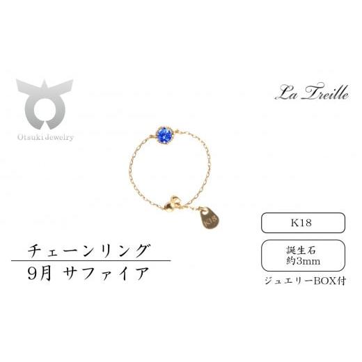 ふるさと納税 アクセサリー リング 山梨県 大月市 チェーンリング K18 9月:サファイア 9月:サファイア