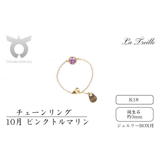 ふるさと納税 アクセサリー リング 山梨県 大月市 チェーンリング K18 10月:ピンクトルマリン 10月:ピンクトルマリン