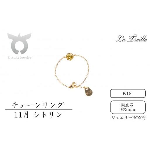 ふるさと納税 アクセサリー リング 山梨県 大月市 チェーンリング K18 11月:シトリン 11月:シトリン