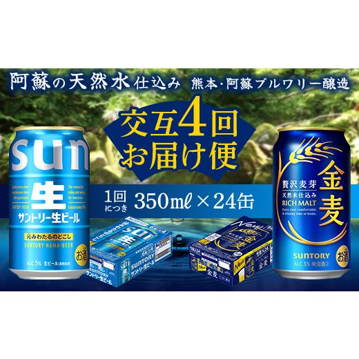 ふるさと納税 ビール 熊本県 嘉島町 FK7-0171 サントリー生ビール・金麦交互4回定期便 各350ml ×24本 ギフト 贈り物 酒 アルコールの画像