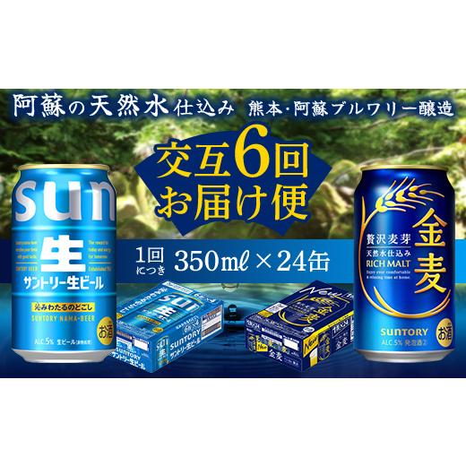 ふるさと納税 ビール 熊本県 嘉島町 FK7-0172 サントリー生ビール・金麦交互6回定期便 各350ml ×24本 ギフト 贈り物 酒 アルコールの画像