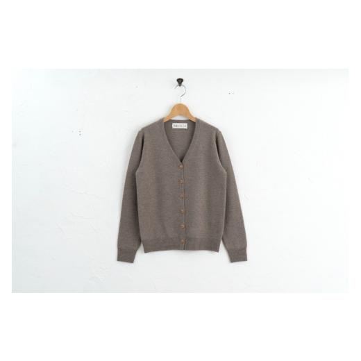 ふるさと納税 服 女 宮城県 加美町 Vネック カーディガン 度詰(コルク)女性用サイズ:L(40) 白田のカシミヤ コルク L(40) サイズ