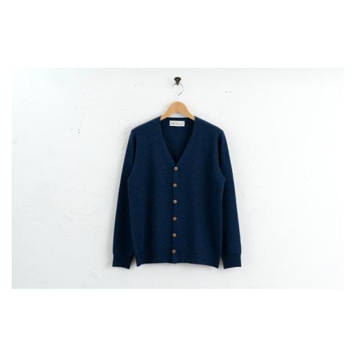 ふるさと納税 服 男 宮城県 加美町 Vネックカーディガン 度詰 (ブルー)男性用サイズ:LL(46) 白田のカシミヤ ブルー LL(46) サイズ