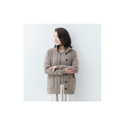 ふるさと納税 服 女 宮城県 加美町 スタンドカラージャケット(コルク) 女性用サイズ:L(40) 白田のカシミヤ コルク:L(40)サイズ