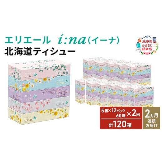 ふるさと納税 雑貨・日用品 北海道 赤平市 2ヵ月連続お届け・計120箱 エリエール i:na (イーナ) 北海道 ティシュー 150組5箱 12パック ティッシュペーパー 箱…
