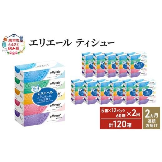 ふるさと納税 雑貨・日用品 北海道 赤平市 2ヵ月連続お届け・計120箱 エリエール ティシュー 180組5箱 12パック ティッシュペーパー 箱ティッシュ ボックステ…