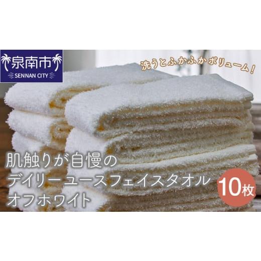 ふるさと納税 タオル・寝具 フェイスタオル 大阪府 泉南市 泉州タオル 肌触りが自慢のデイリーユースフェイスタオル オフホワイト 10枚 配送不可地域:北海道…