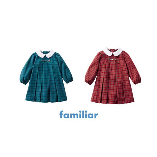 ふるさと納税 服 子ども 福島県 猪苗代町 90cm・青系ファミリアチェック ファミリア(familiar) ワンピース 80・90サイズ/90cm・青系ファミリアチェック …