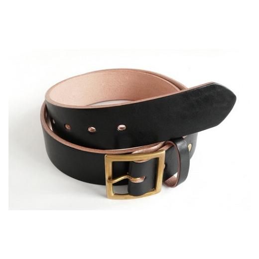 ふるさと納税 ファッション 岡山県 真庭市 E STREET LEATHER ベンズクラシック 4cm幅 茶芯革 極厚レザーベルト ブラック（32インチ 81.5cm） star005-2-01 32…の画像