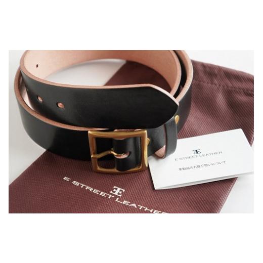 ふるさと納税 ファッション 岡山県 真庭市 E STREET LEATHER ベンズクラシック 4cm幅 茶芯革 極厚レザーベルト ブラック（34インチ 86.5cm） star005-3-01 34…の画像